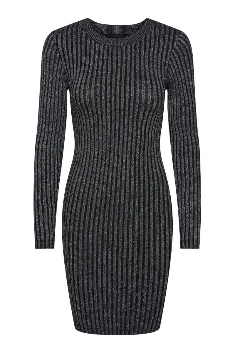 Pieces - Kjole - Pc Crista Ls Lurex O-Neck Knit Dress - Black