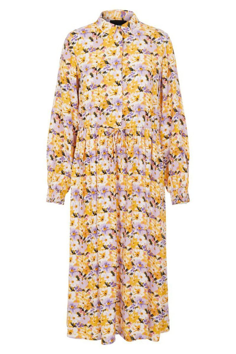 Pieces - Kjole - PC Dansi LS Midi Dress - Banana