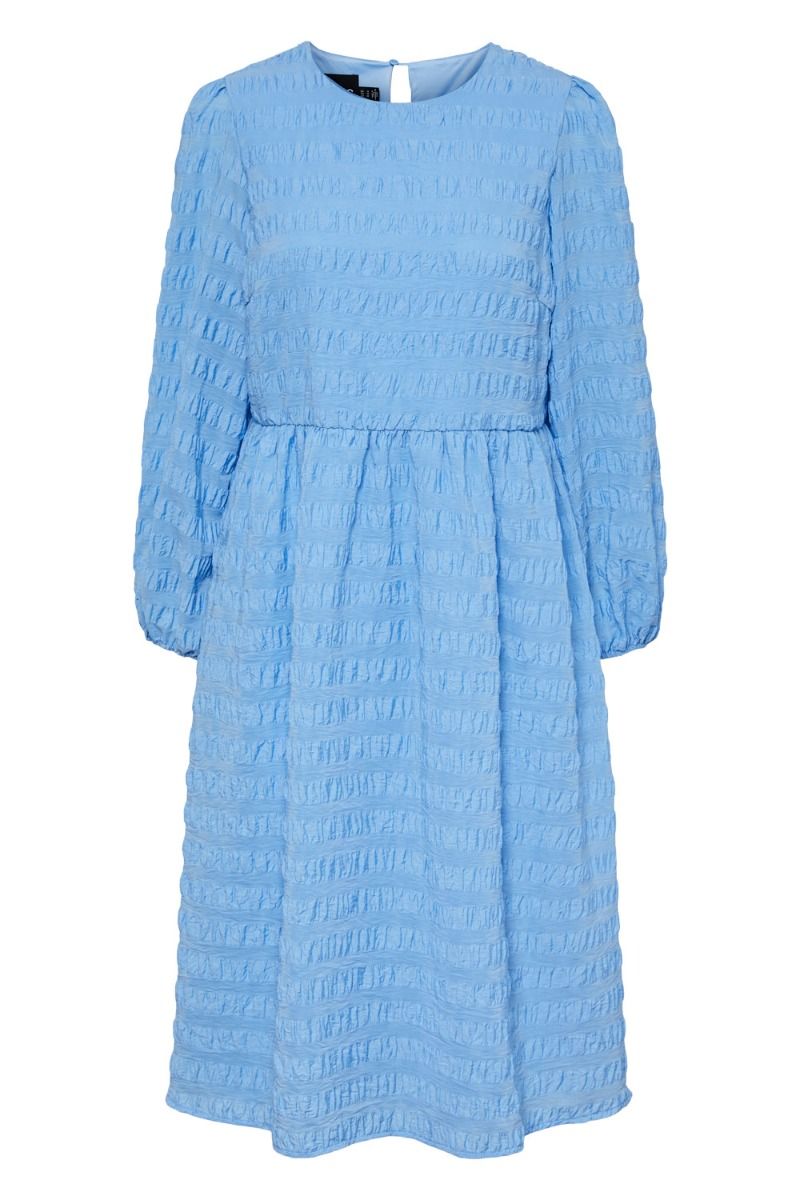 Pieces - Kjole - PC Felicia LS Midi Dress - Little Boy Blue