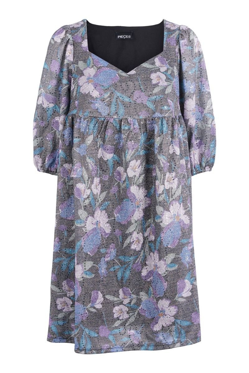 Pieces - Kjole - PC Frata 3/4 Sequins Dress - Black