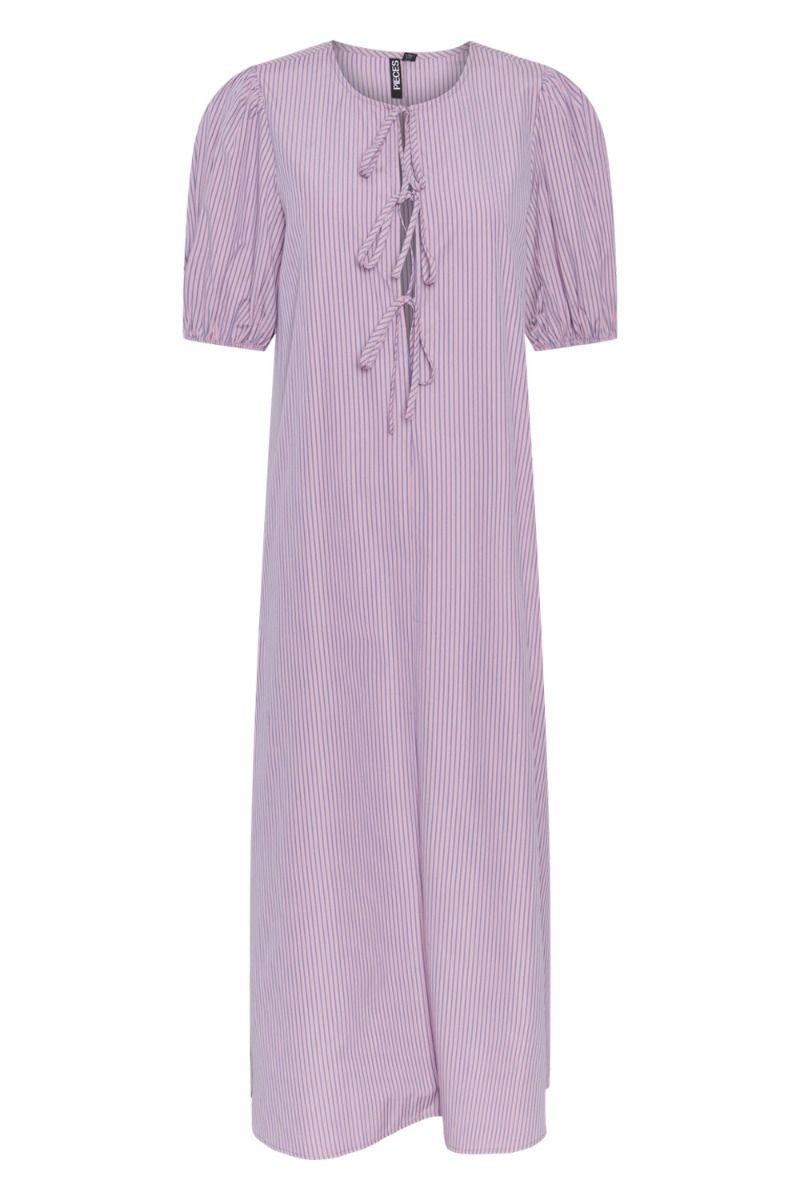 Pieces - Kjole - PC Holly 2/4 O-Neck Tie Ankle Dress - Hydrangea Pirouette