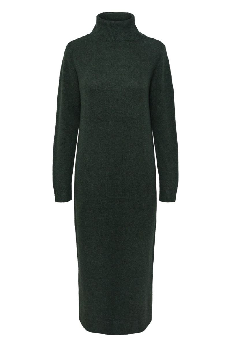 Pieces - Kjole - PC Juliana LS Rollneck Knit Dress - Trekking Green