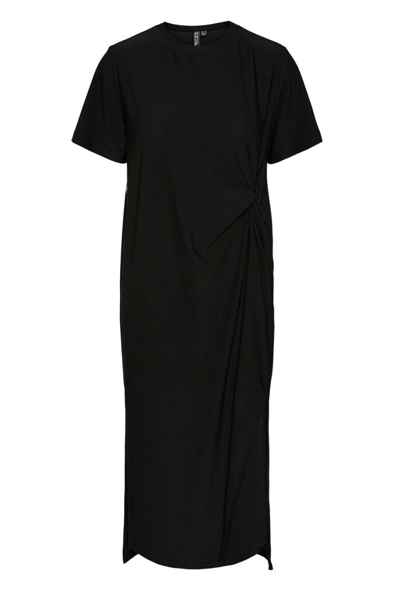 Pieces - Kjole - PC Jysalinda SS O-Neck Long Dress - Black