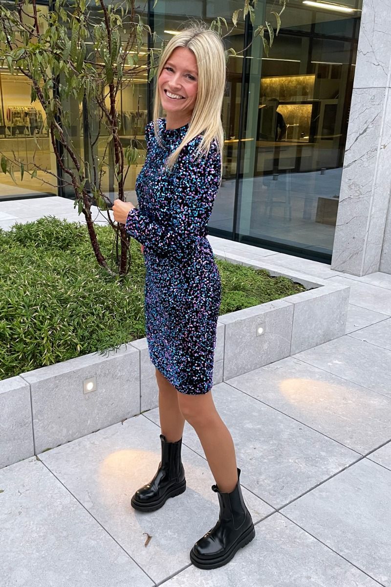 Pieces - Kjole - PC Kam LS Dress - Black/Multi