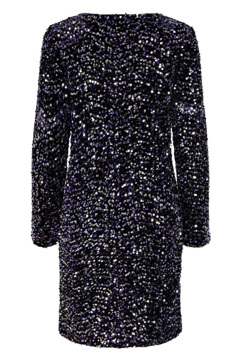 Pieces - Kjole - PC Kam LS New Dress - Black/Purple Silver 