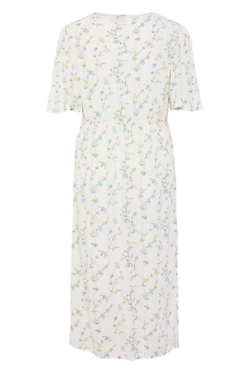 Pieces - Kjole - PC Kary Ss V-Neck  Midi Dress - Cloud Dancer