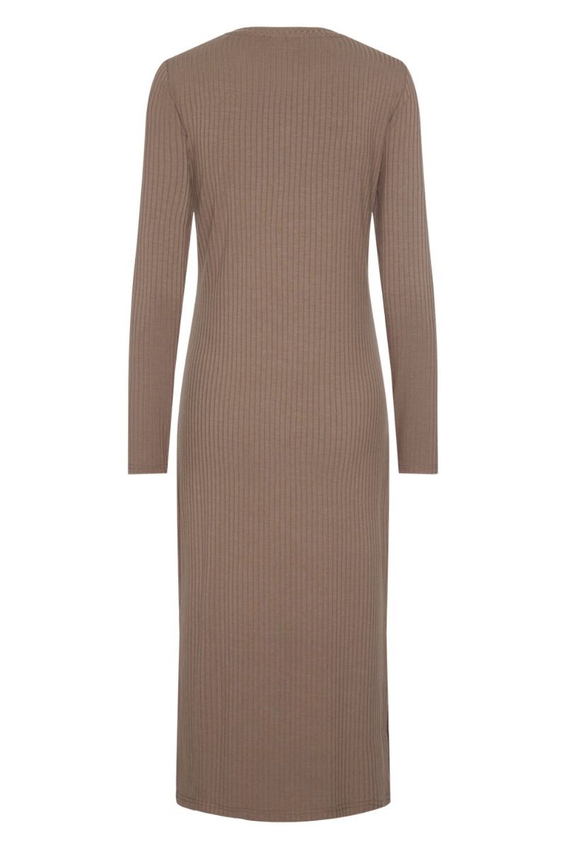 Pieces - Kjole - PC Kylie Ls O-Neck Midi Dress - Morel