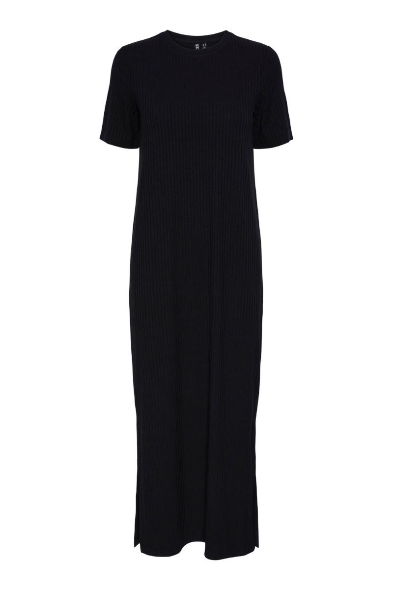 Pieces - Kjole - Pc Kylie Ss O-Neck Ankle Dress Noos Bc - Black