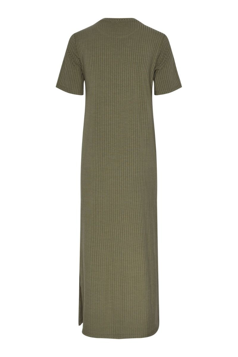 Pieces - Kjole - Pc Kylie Ss O-Neck Ankle Dress Noos Bc - Deep Lichen Green