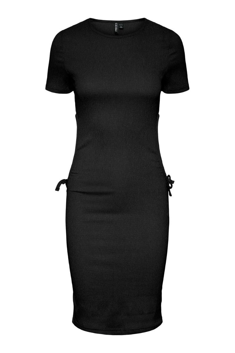 Pieces - Kjole - PC Luna SS Ruching Mini Dress - Black