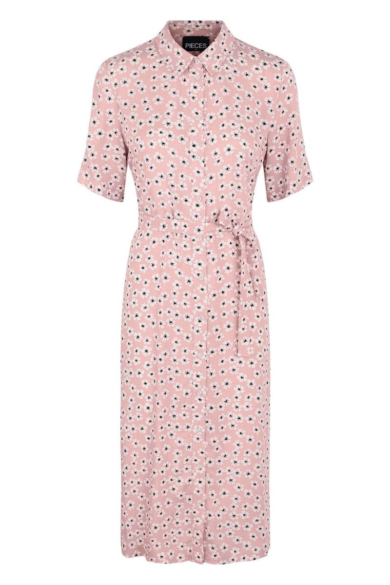 Pieces - Kjole - PC Maiken SS Midi Shirt Dress - English Rose