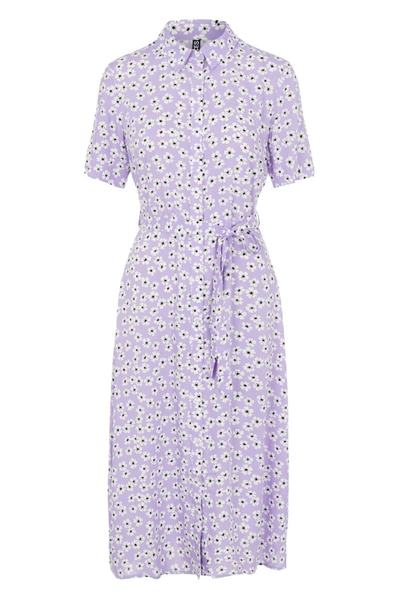 Pieces - Kjole - PC Maiken SS Midi Shirt Dress - Orchid Bloom
