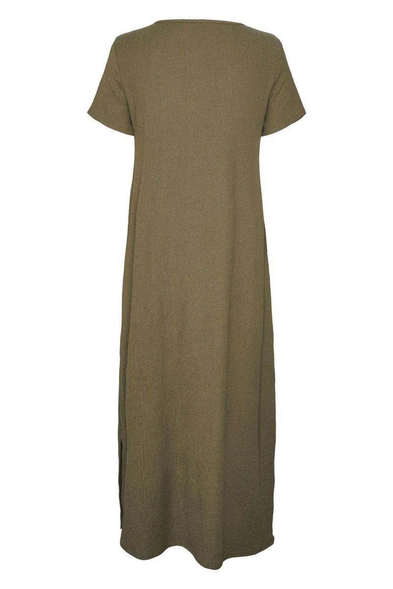 Pieces - Kjole - PC Meggi Ss Loose Midi Dress - Deep Lichen Green