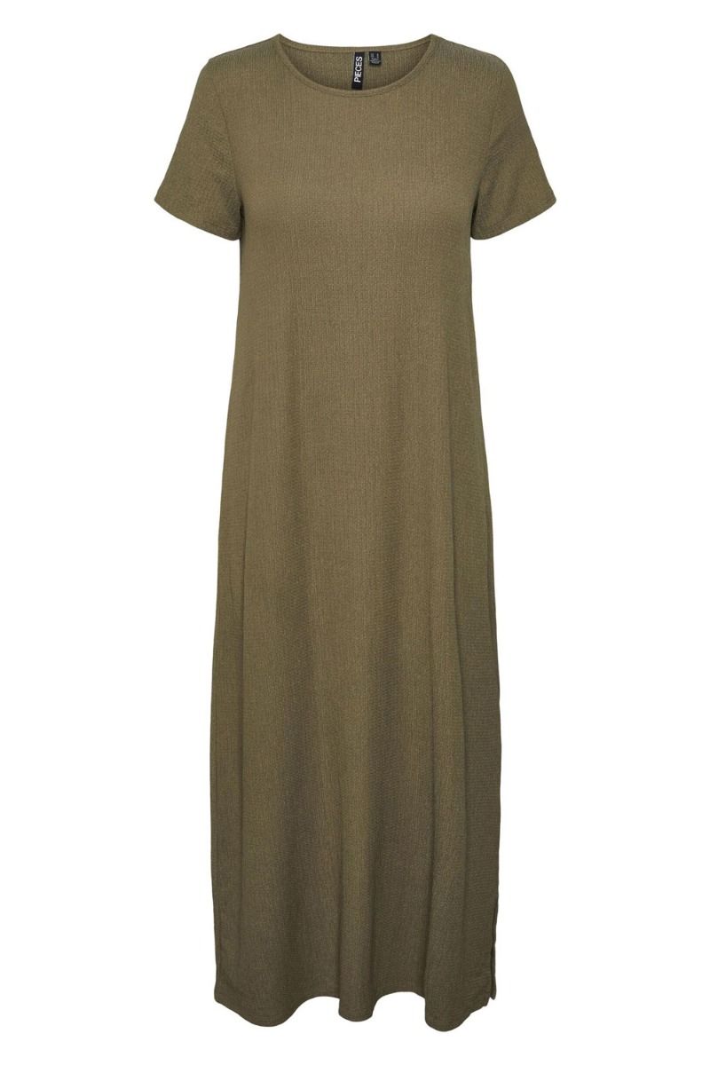 Pieces - Kjole - PC Meggi Ss Loose Midi Dress - Deep Lichen Green