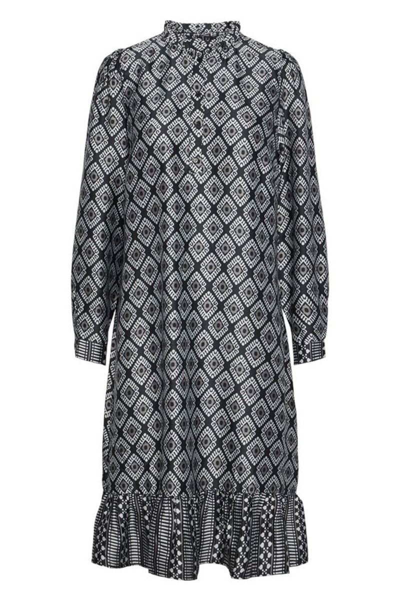 Pieces - Kjole - PC Melah LS Frill Dress - Black