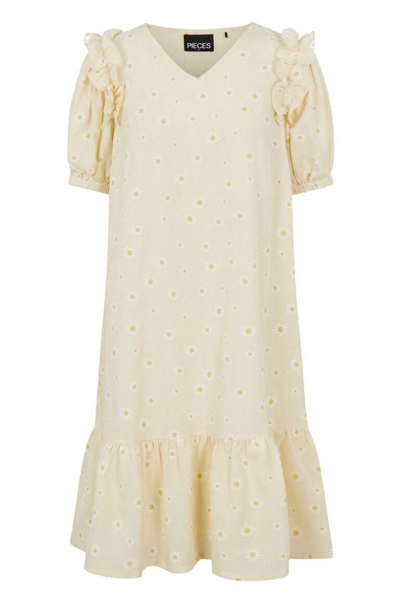 Pieces - Kjole - PC Miral 2/4 Dress - Pale Banana