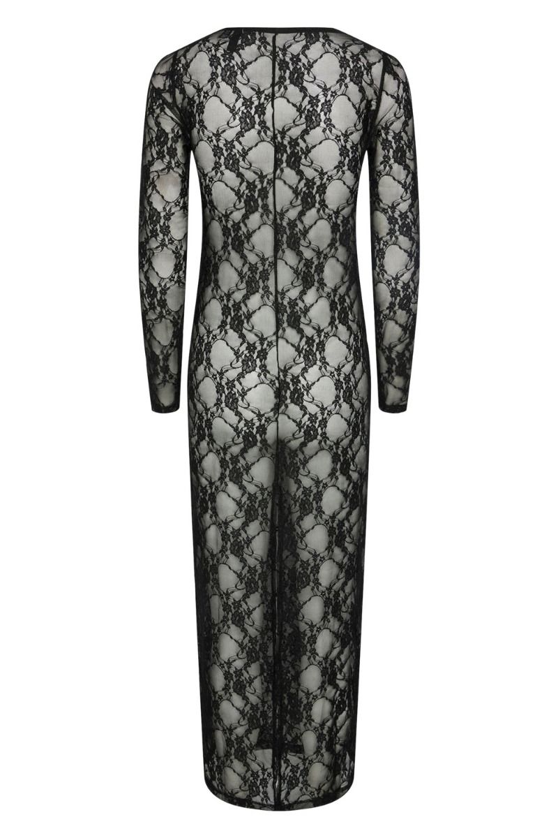 Pieces - Kjole - PC Nacy LS Ankle Lace Dress - Black