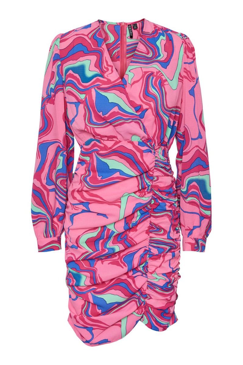 Pieces - Kjole - PC Nyvi LS Short Dress - Pink Yarrow