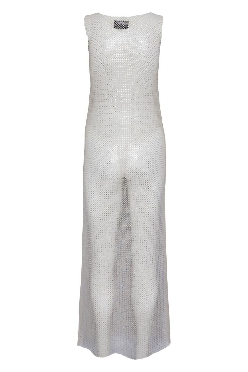 Pieces - Kjole - PC Paige SL Long Rhinestone Dress - Cloud Cream