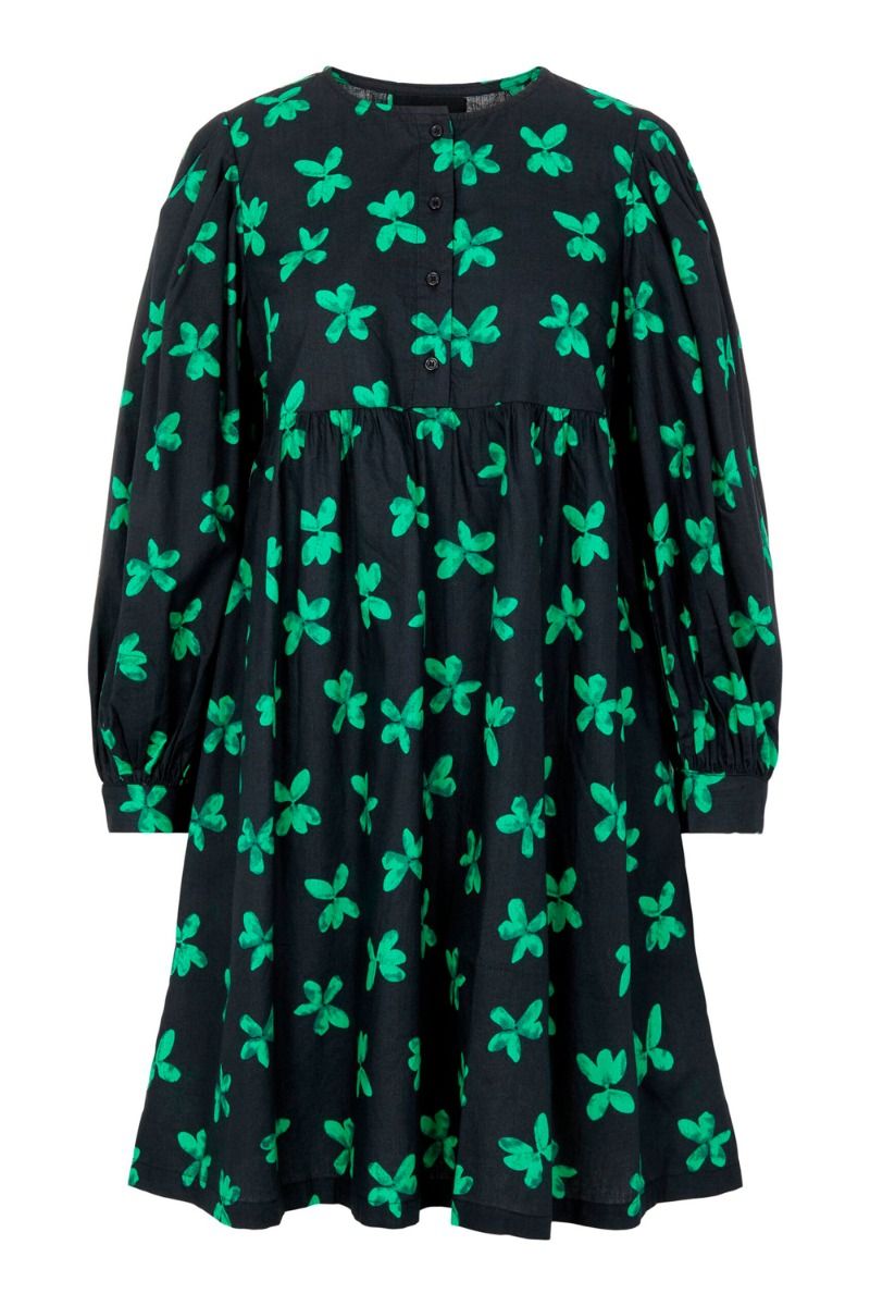 Pieces - Kjole - Alona Dress - Black w/ Green