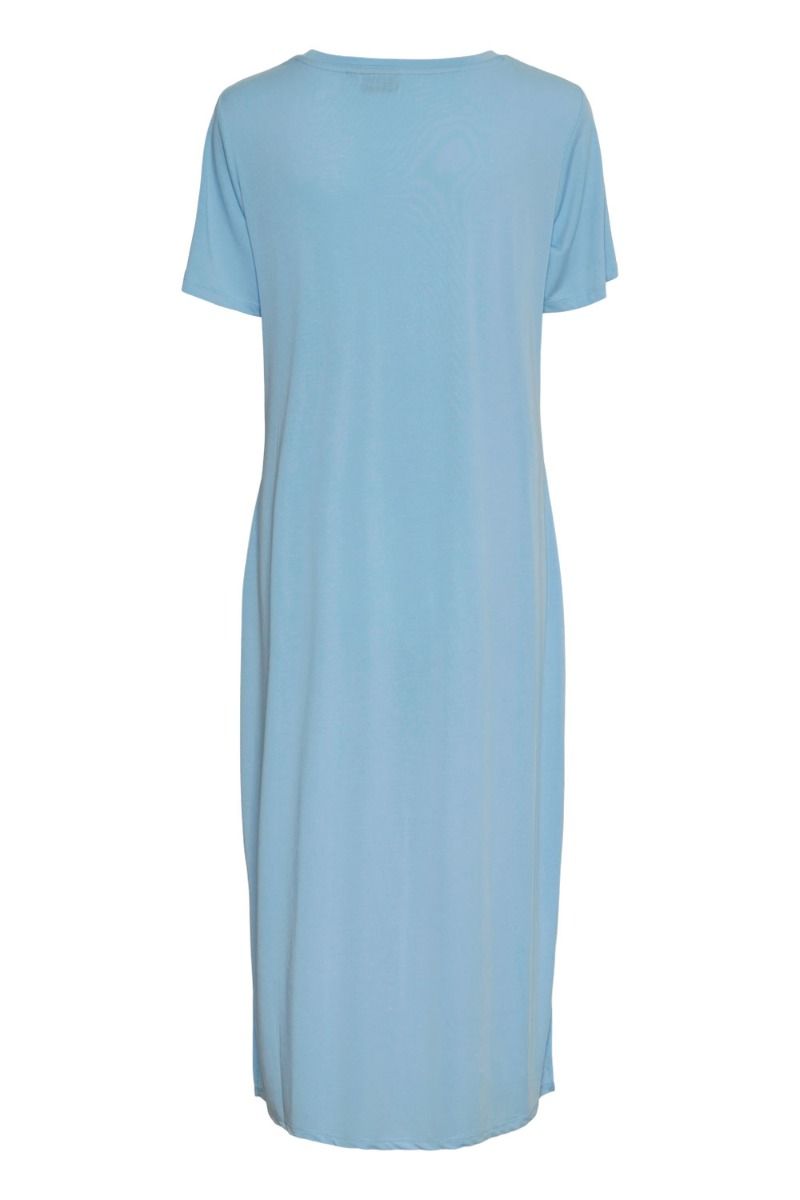 Pieces - Kjole - PC Anora SS O-neck Midi Knot Dress - Blue Bell