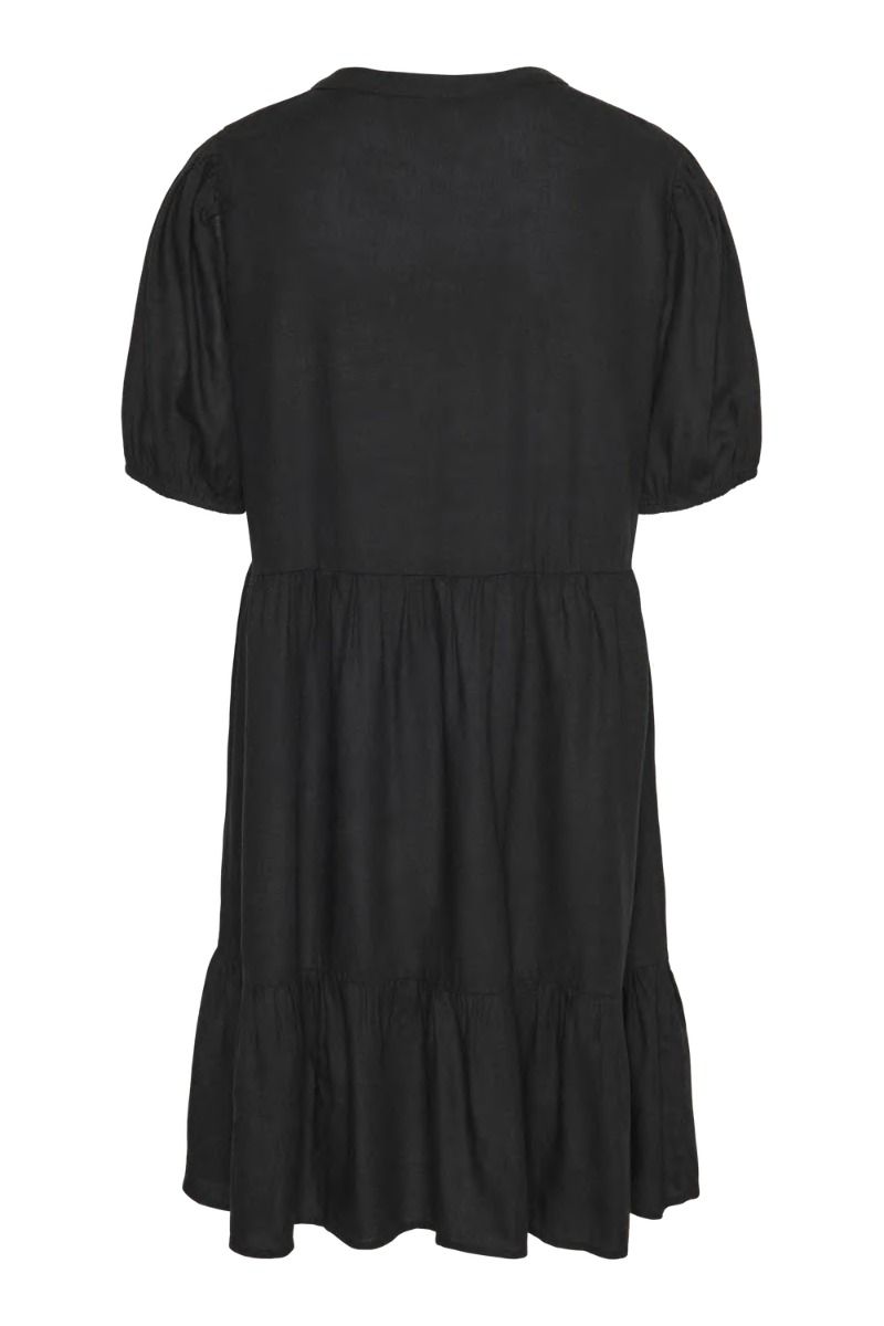 Pieces - Kjole - Pc Pia Ss Frill Short Dress Camp - Black