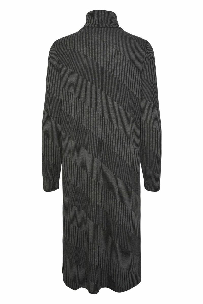 Pieces - Kjole - PC Sara LS Roll Neck Midi Dress - Dark Grey Melange