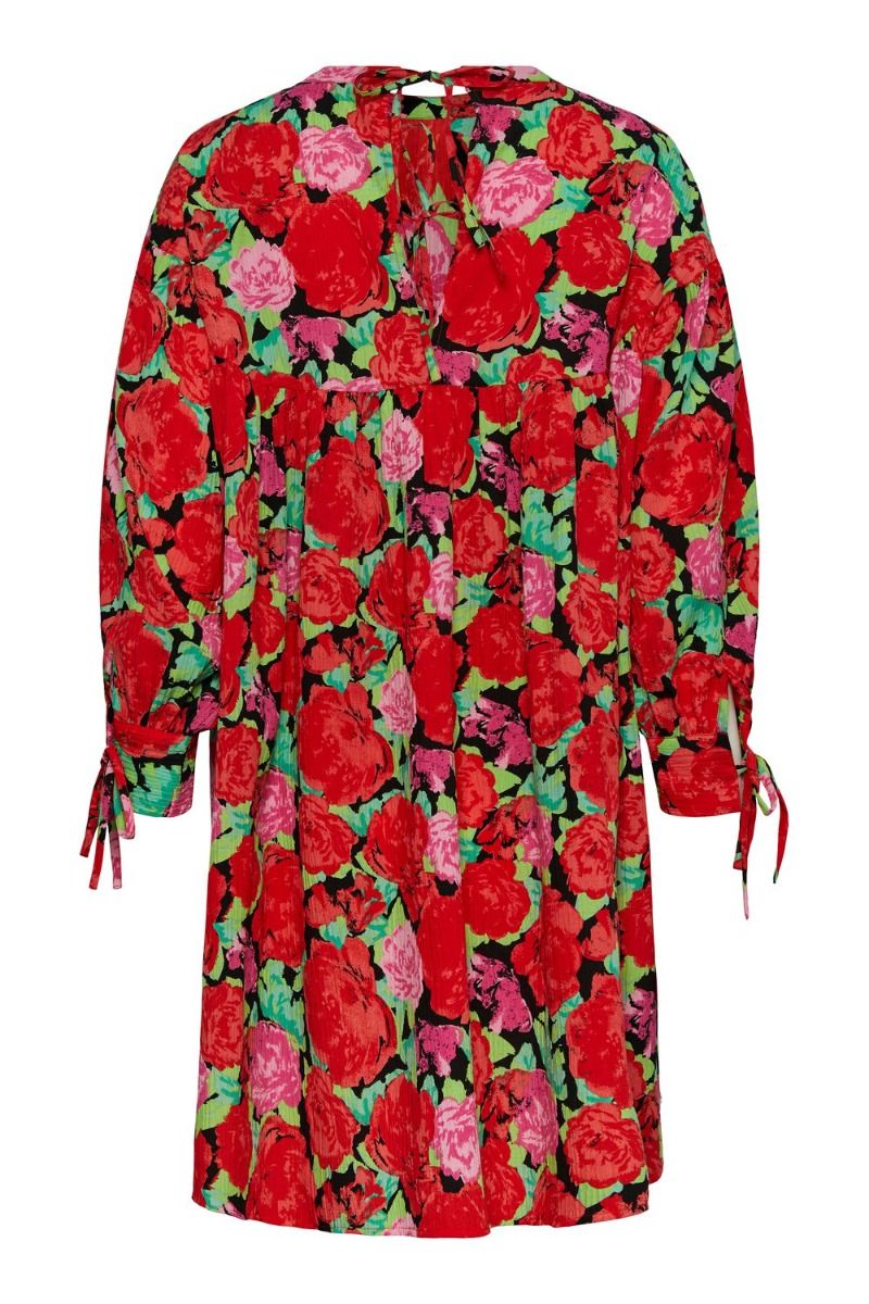 Pieces - Kjole - Sille Dress - Black Roses - Ditte Estrup