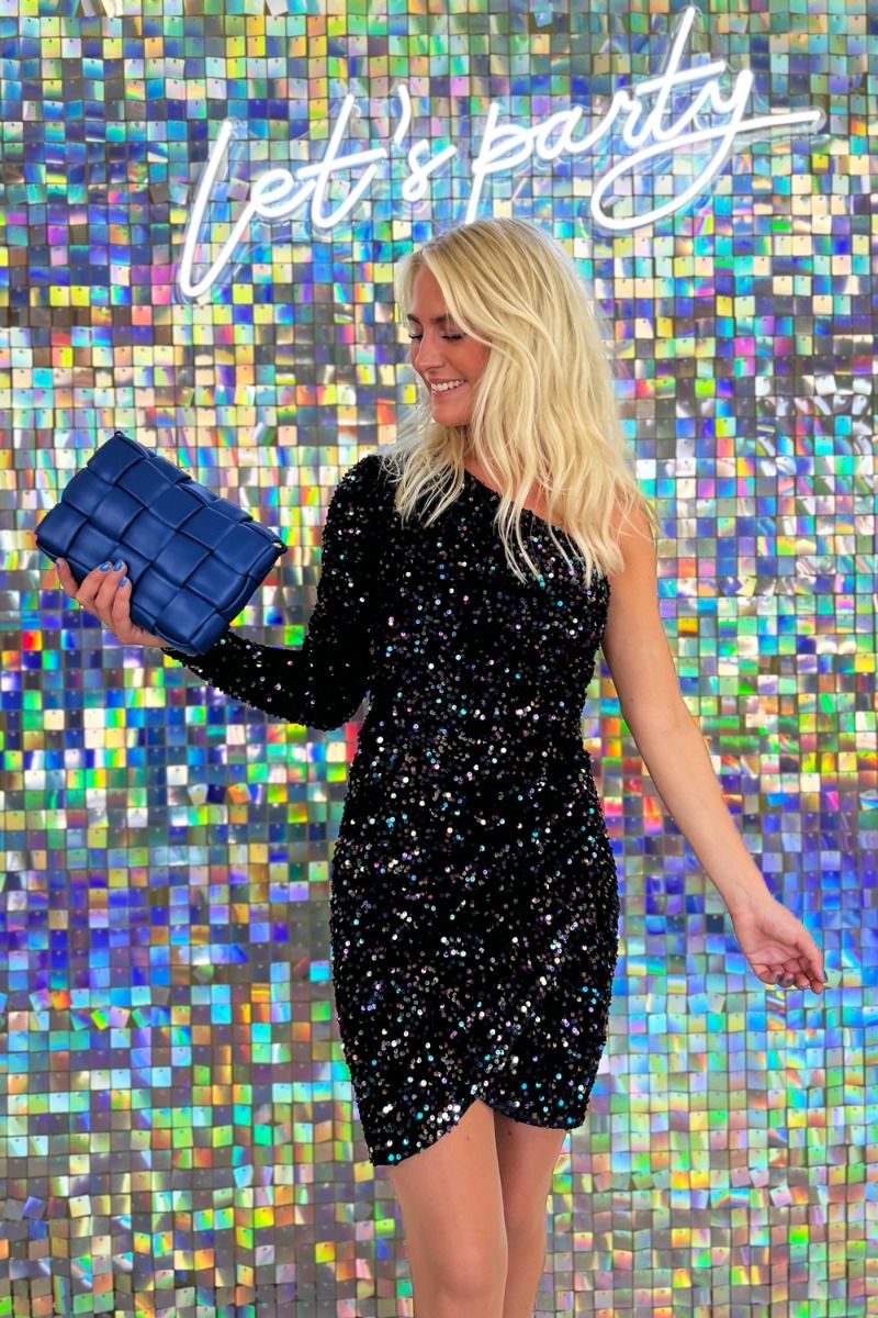 Pieces - Kjole - Stella LS One Shoulder Dress - Black