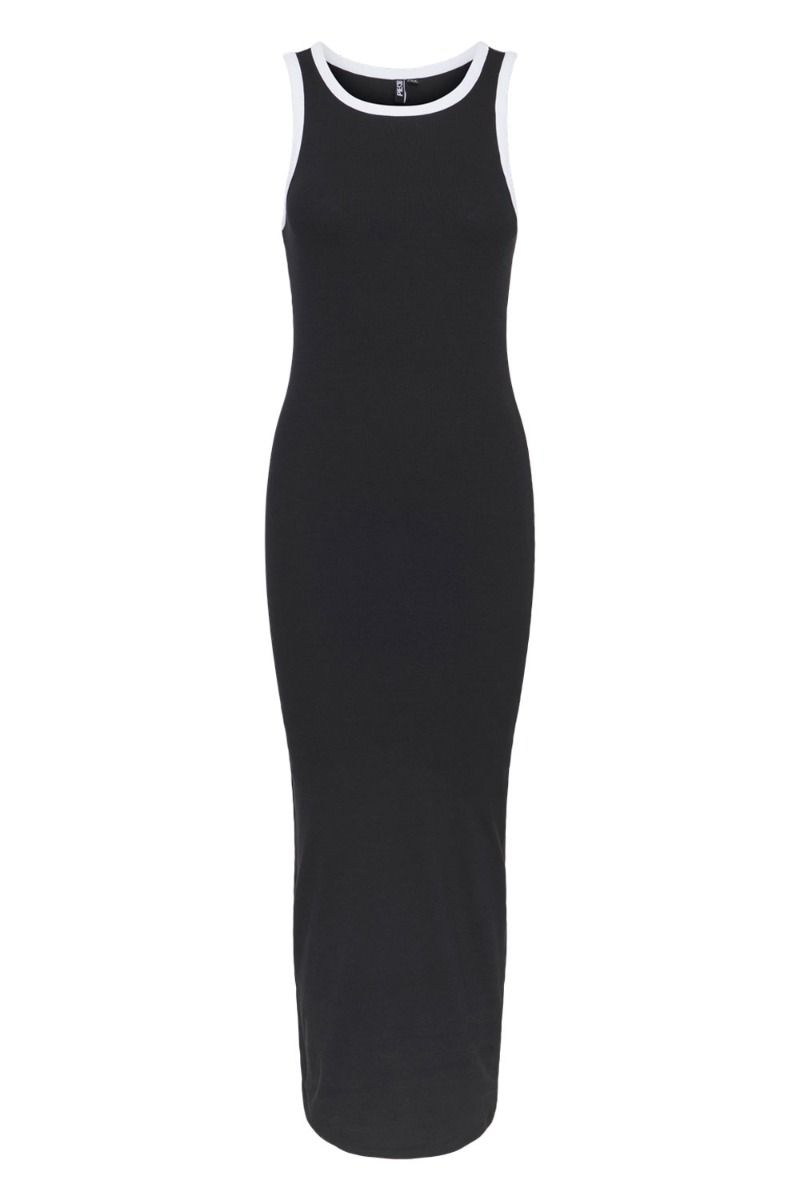 Pieces - Kjole - PC Stephanie Tank Ankle Dress - Black White Contrast