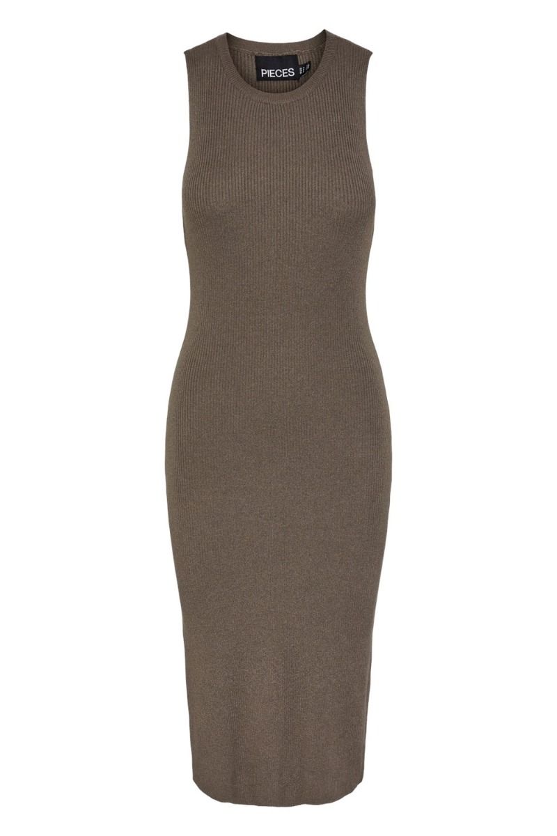 Pieces - Kjole - PC Sue SL O-Neck Knit Dress - Morel