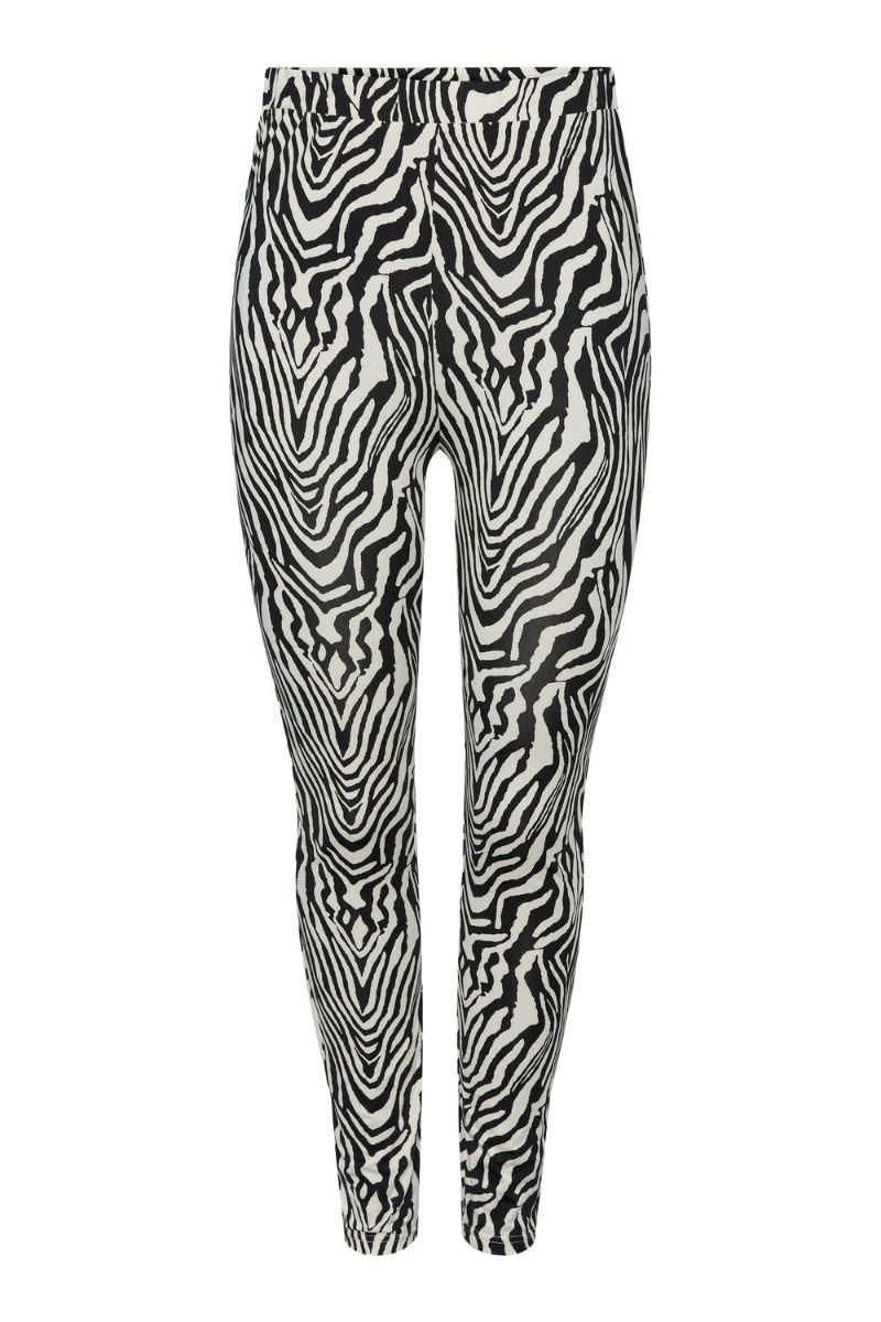 Pieces - Leggings - PC Atulle HW Leggings - Black White Zebra 