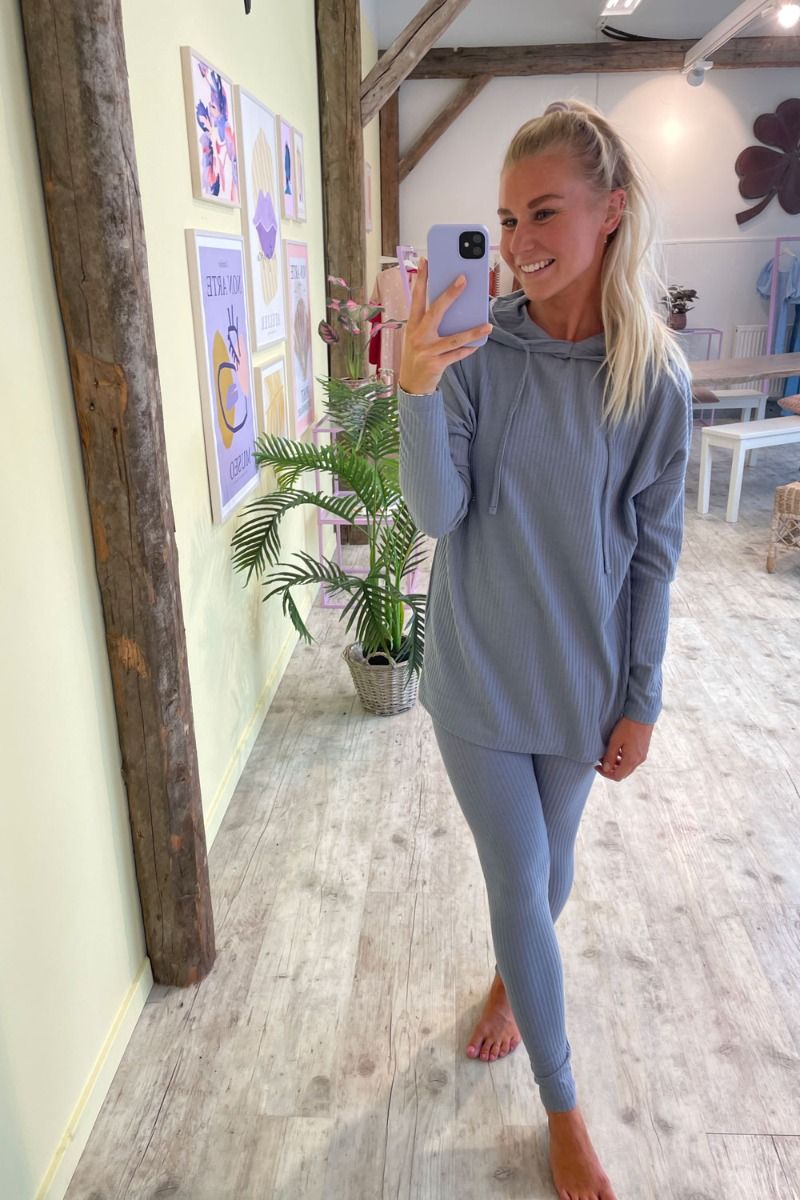 Pieces - Leggings - PC Ribbi HW Leggings - Blue Fog