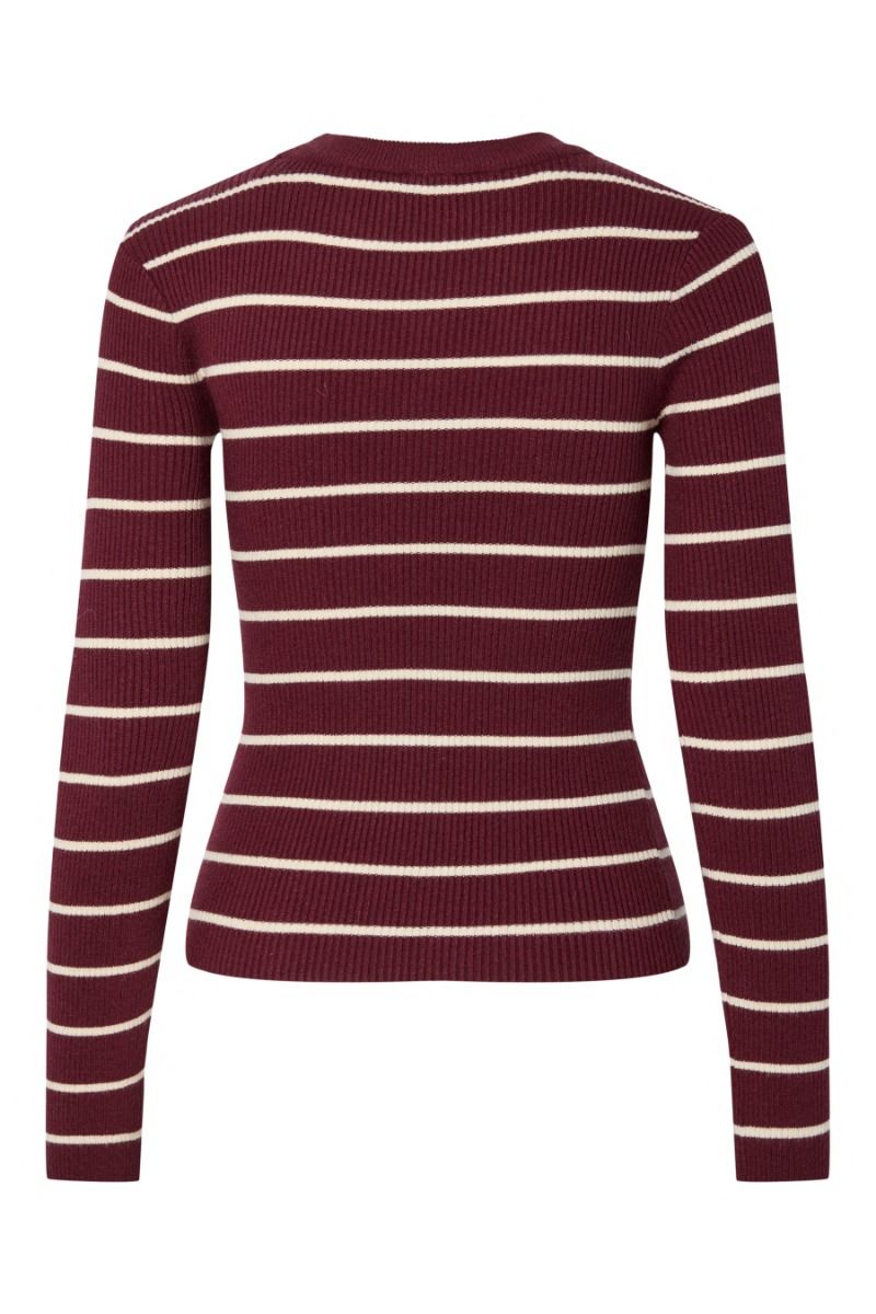 Pieces - Bluse Mira New LS O-Neck Knit - Tawny Port