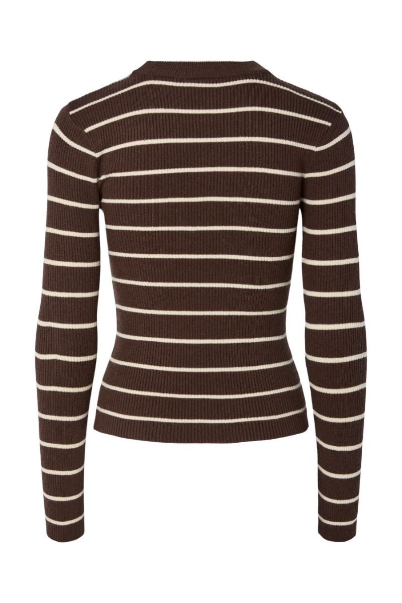 Pieces - Bluse - Mira New LS O-Neck Knit - Hot Fudge