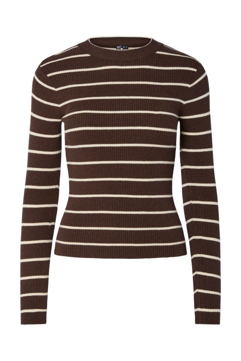 Pieces - Bluse - Mira New LS O-Neck Knit - Hot Fudge