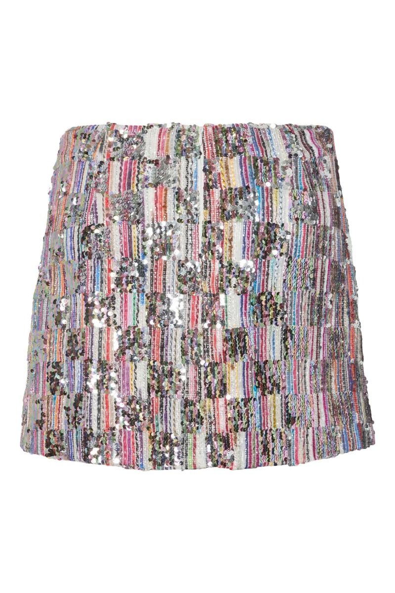 Pieces - Nederdel - Naina Mw Short Sequins Skirt - Cloud Dancer 
