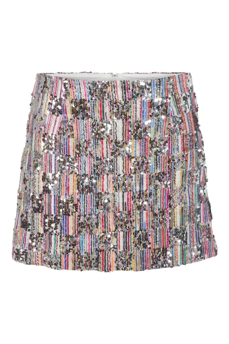Pieces - Nederdel - Naina Mw Short Sequins Skirt - Cloud Dancer 