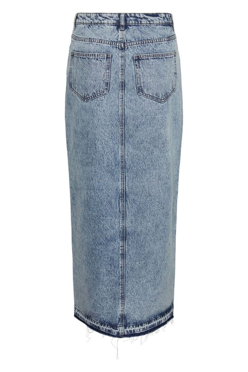 Pieces - Nederdel - Pcnora Hw Ankle Skirt D2D - Medium Blue Denim