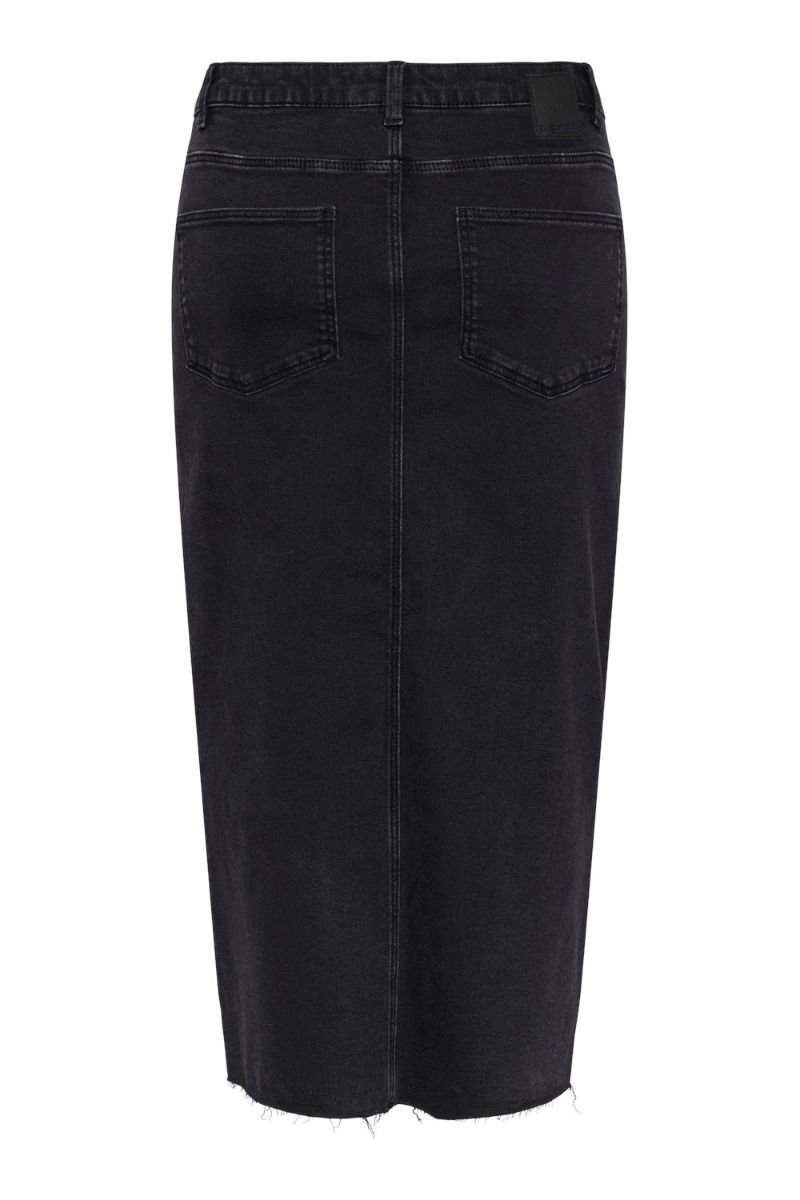 Pieces - Nederdel - PC Jessie HW Denim Midi Skirt - Black