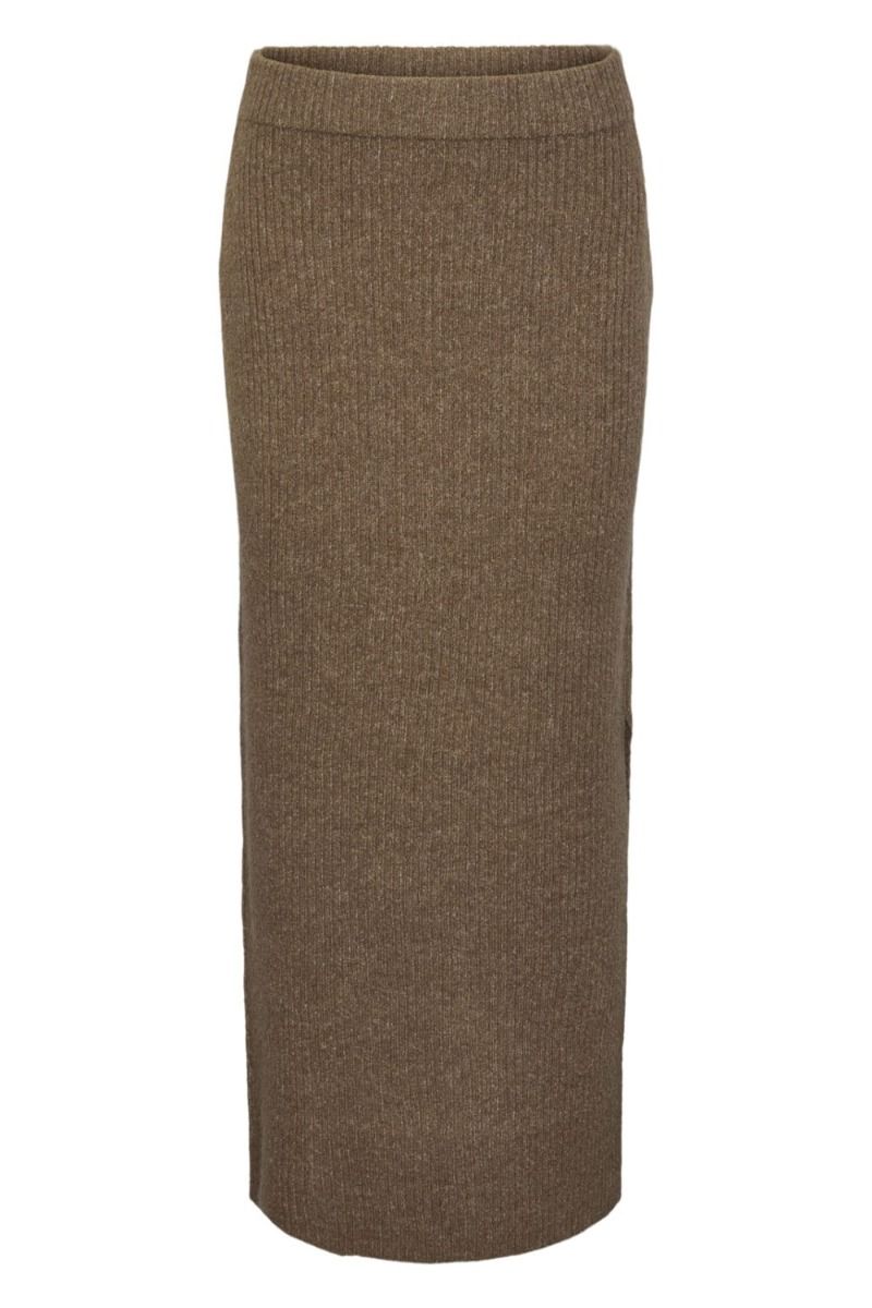 Pieces - Nederdel - PC Juna Hw Ankle Knit Skirt - Fossil