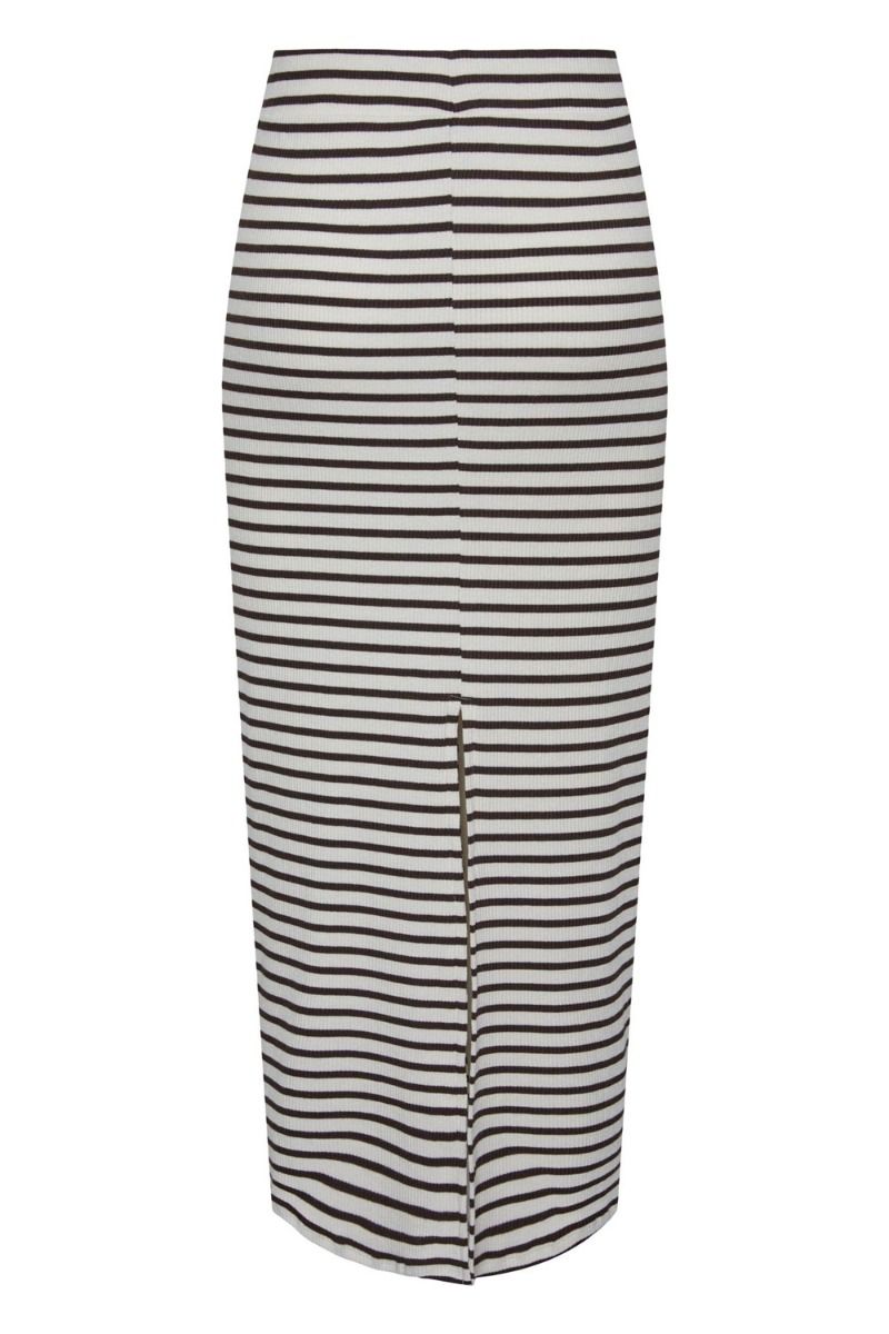 Pieces - Nederdel - PC Juna HW Maxi Skirt - Cloud Dancer/Brown