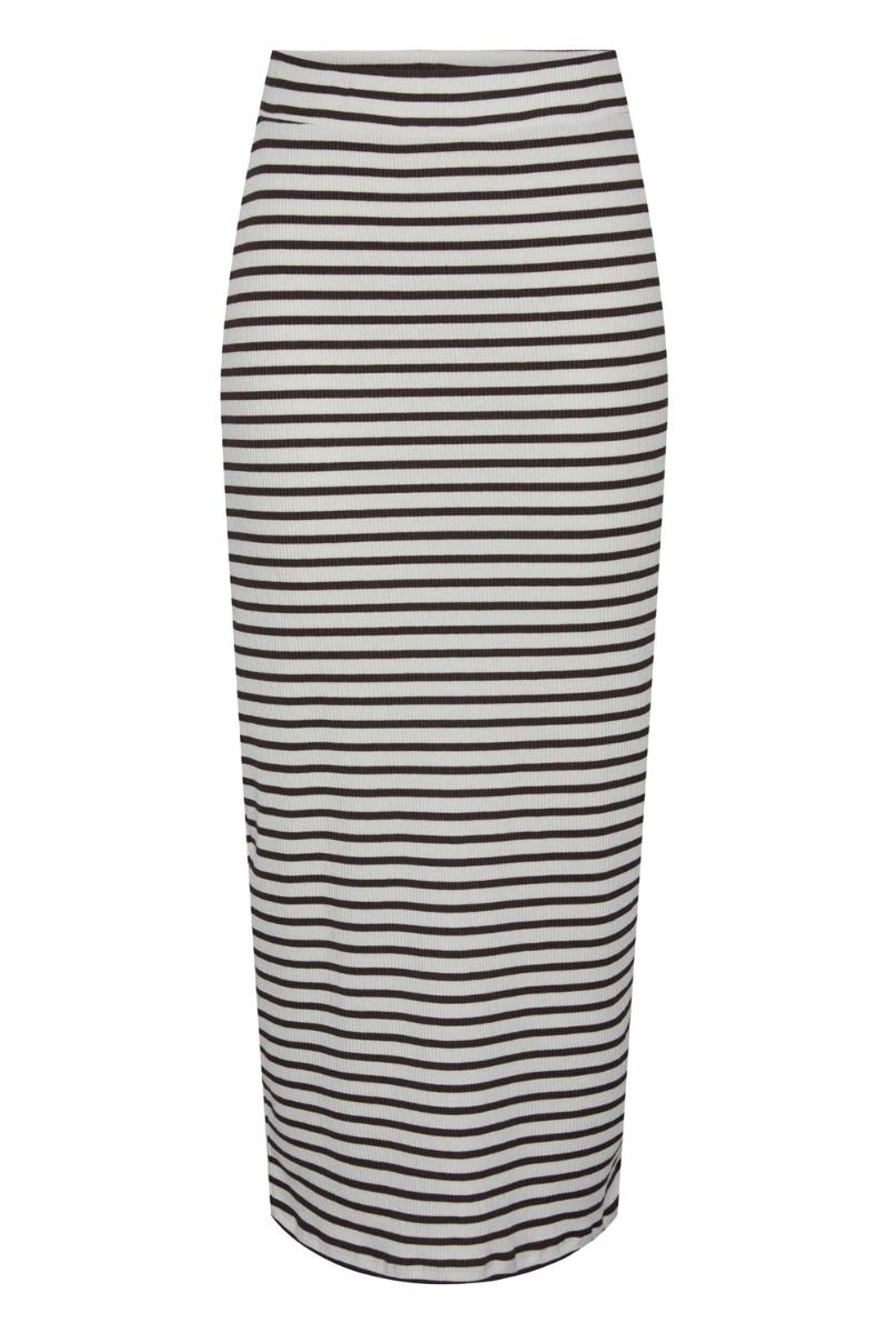 Pieces - Nederdel - PC Juna HW Maxi Skirt - Cloud Dancer/Brown