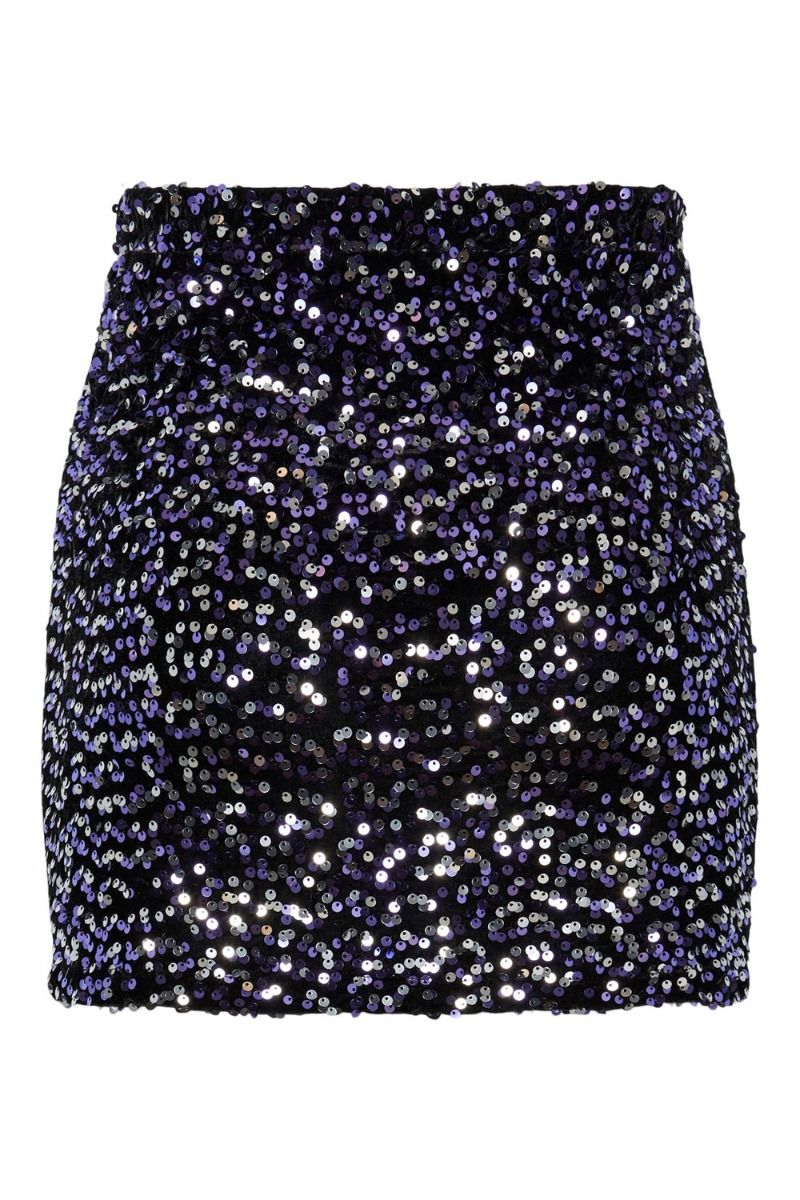 Pieces - Nederdel - PC Kam Hw New Short Skirt - Black/Purple Silver