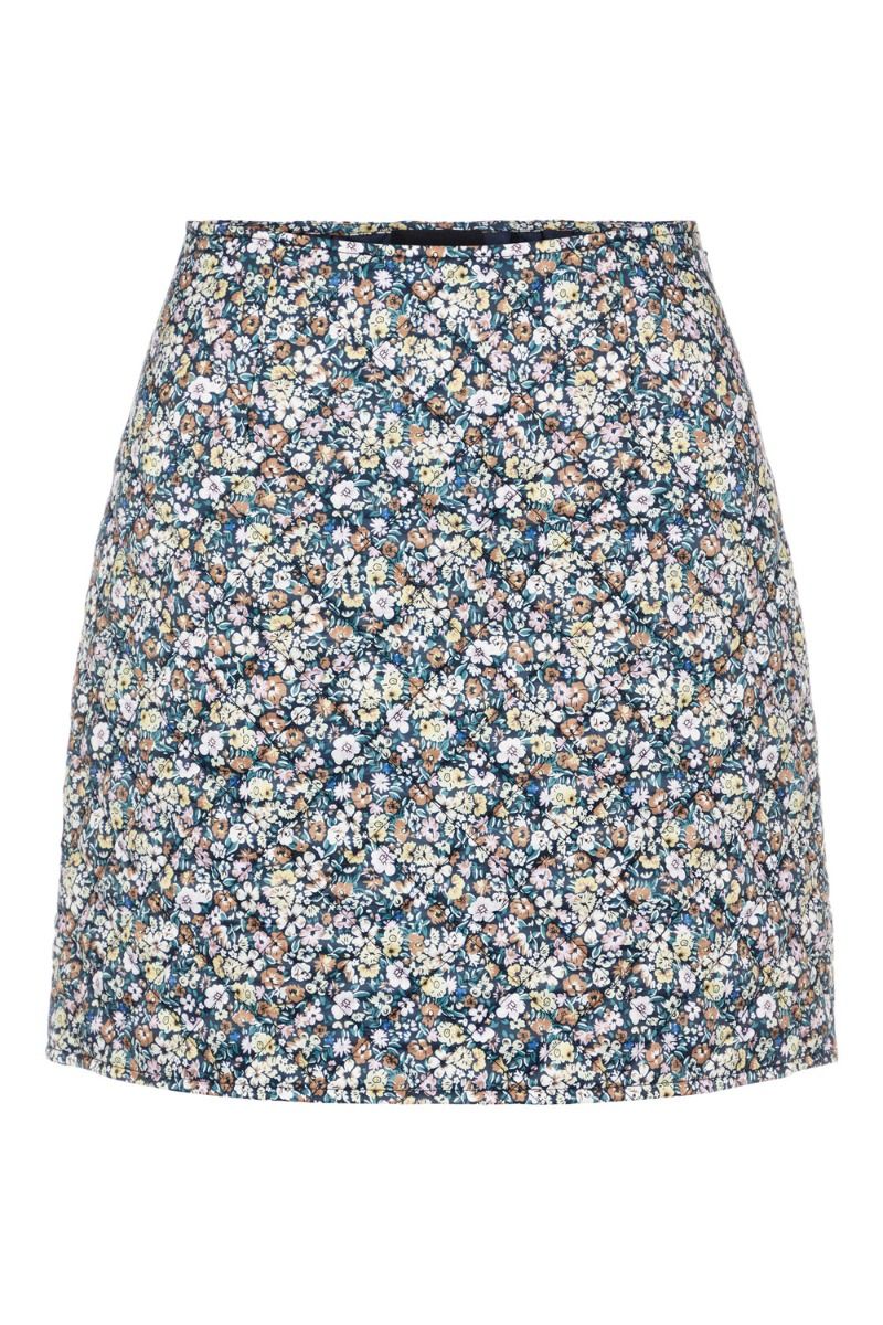 Pieces - Nederdel - PC Muusa HW Skirt - Black/Multi Flower