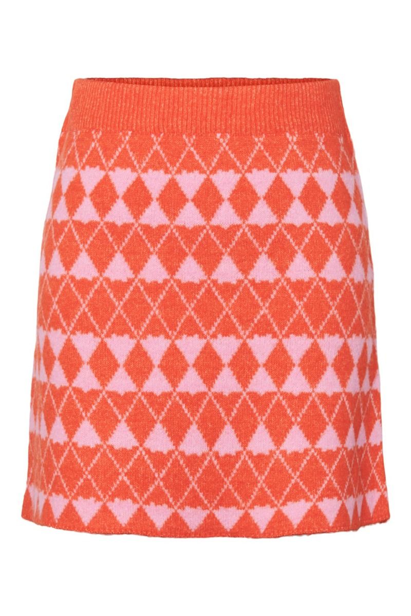 Pieces - Nederdel - PC Naomi HW Knit Skirt - Tangerine Tango/Begonia Pink