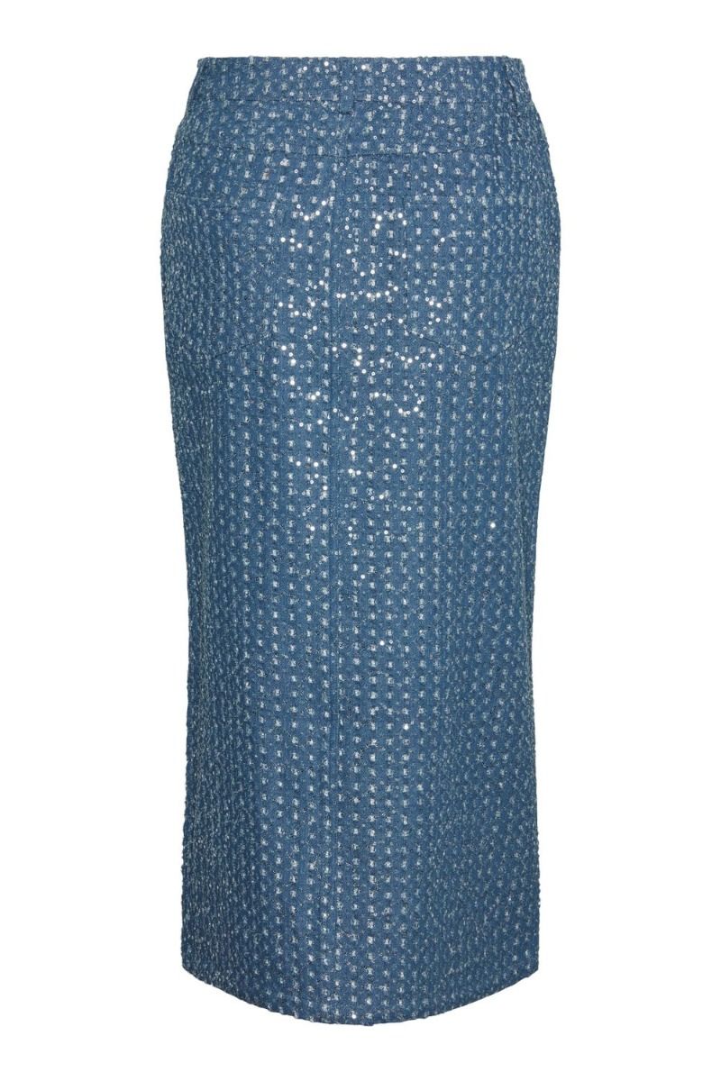 Pieces - Nederdel - PC Naomi HW Midi Denim Skirt - Medium Blue Denim