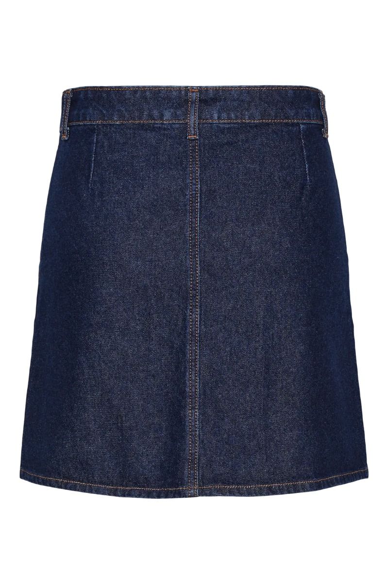 Pieces - Nederdel - Pc Nevin Hw Mini Denim Skirt - Dark Blue Denim