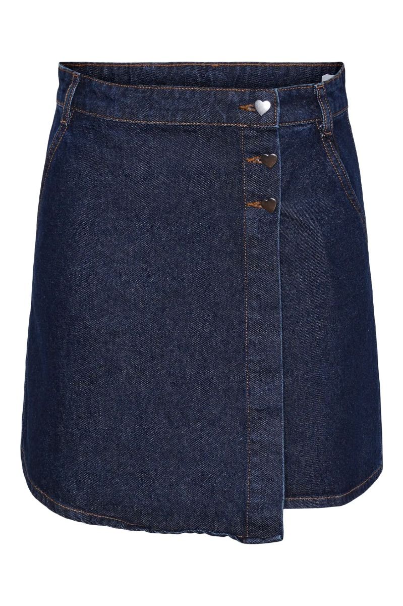 Pieces - Nederdel - Pc Nevin Hw Mini Denim Skirt - Dark Blue Denim