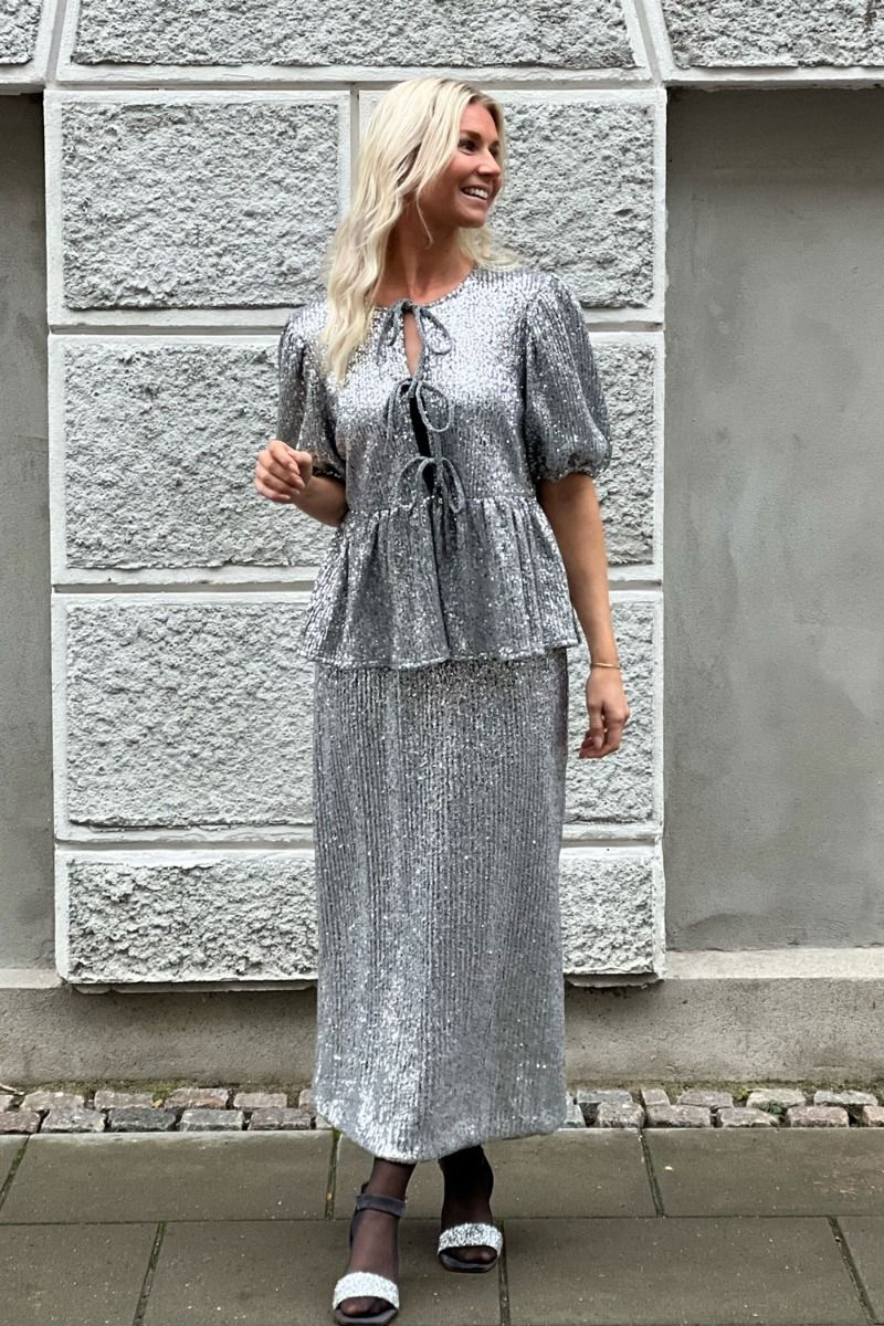 Pieces - Nederdel - Pc Niri Hw Ankle Skirt - Silver